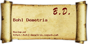 Bohl Demetria névjegykártya